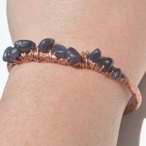 Blue Sapphire Copper Cuff Bracelet Artisan Reiki
